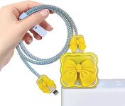 Meyaar 5 in 1 Cable Protector for iPhone 18W/20W USB-C Charger with 3D Bow Tie Wave Design,Clear Soft Phone Charging Protective Case Data Line Cover Cute Cable Saver for iPhone (Yellow)