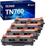 TEINO Remanufactured TN760 Toner for Brother Printer Replacement TN730 TN-760 TN 760 to use with Brother DCP-L2550DW MFC-L2710DW MFC-L2750DW HL-L2370DW HL-L2395DW HL-L2350DW (Black, 4 Pack)