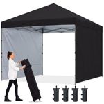 ABCCANOPY Outdoor Easy Pop up Canopy Tent with 2 Sun Wall 8x8, Black