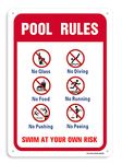 BTFLFDR Aluminum Warning Sign, 12"x16" Pool Rules Attentio No Drving No Running No Food No Pushing No Peeing Metal Sign