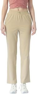 Leapstride Women's Moisture-Wicking Crop Flare Pants - Shockcord Waist, Compressive Fabric & Side Pockets | Yoga,Fitness,Daily Use