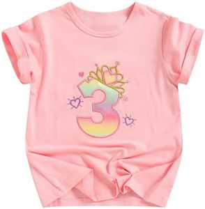3rd Birthday Shirt Baby Girls Three Year Old Tops Third Birthday T-Shirt Clothes Outfit (3T, Pink 1)