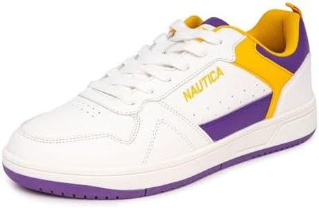Nautica Men's Low-Top Fashion Sneakers - Lace-Up Trainers for Stylish Basketball Style and Comfortable Walking Shoes, Purple Yellow-bence, 9
