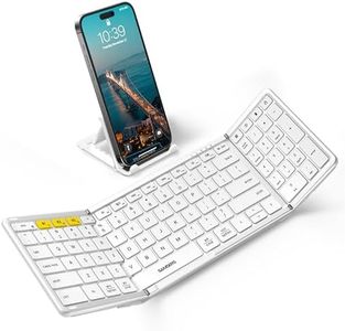 Foldable Bluetooth Keyboard with Numeric Keypad, Samsers Full-Size Wireless Folding Keyboard with PU Leather, Portable Travel Keyboard for iOS Android Windows MacOS, Support 3 Device(BT5.1 x 3) Silver