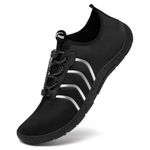 Steppli Water Shoes Barefoot Beach Swim Pool Sea Surf Quick-Dry Breathable Weitsuit Shoes for Men Women Reflective Stripe Black EU42=UK8.5