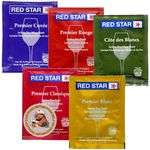 Red Star Sampler Wine Yeast (5 Pack) - Great for Making Wine Cider Mead Kombucha at Home - 5 g Sachets - Saccharomyces cerevisiae - Sold by CAPYBARA Distributors Inc.