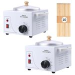 JackPro Aluminum Single Wax Pot Wax Warmer for Hair Removal, Electric Wax Heater Machine Dual Wax Pot Warmer Special (10 Spetulas Free) Pack of 2