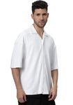 Wear Your Opinion Men's Textured Premium Jacquard Oversized Shirt for Men (XL, White)