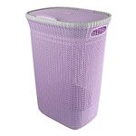 Cello Creta Laundry Bag/Basket with lid, Violet, 50 Ltrs.