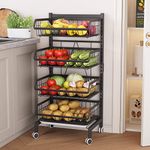 COVAODQ vegetable rack,kitchen storage trolley,vegetable trolley on wheels,4 tier storage trolley,vegetable trolleys for kitchens(87 x 39 x 31cm), Black