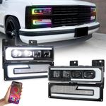 MOVOTOR LED Headlight Assembly with Multiple Color Halo for 88-98 Chevy GMC