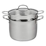 Swiss Diamond 3-in-1 Stainless Steel Cookware Set – 7.6 Quart Stock/Cooking/Pasta Pot with Strainer, Vegetable Steamer Basket, & Lid – Oven- & Dishwasher-Safe with Stay-Cool Handles