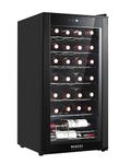 BODEGACOOLER Wine Cooler Refrigerator for 28 Bottles,Freestanding Wine Cellar with Glass Door,Digital Temperature Control (41-64.4°F), Small Wine Cooler for Red,White,Champagne Interior LED Light