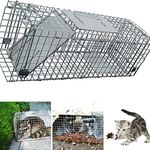 Collapsible Humane Animal Rodent Rat Pest Trap Cage Large for Home,Garden,Garages, Live Catch Feral Cat Cage With 1 Door, No Kills Traps Humane Cage for Mice and Small Rodent Animals,24" x 7.5" x 8.3"