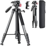 CAMBOFOTO 74"-Camera-Tripod, Porfessional Aluminum Heavy Duty Tripod Stand for Mirrorless Camera/DSLR/Cell Phone/Camcorder, with Holder and Travel Bag (Weight 2.8Lb, Max Load 4.9 Lb)