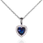 Namana Love Heart Necklace for Women with a Blue Heart Shaped Stone. 925 Sterling Silver Necklaces for Women with a Sapphire Blue Stone and White Cubic Zirconia. Blue Necklace for Women with Gift Box.