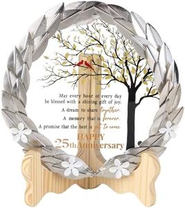25th Anniversary Wedding Gifts Crystal Plate with Gold Leaf Wreath - 25th Anniversary Wedding Gifts for Parents Couple - 25th Wedding Anniversary Unique Gift Ideas - Cardinal Style
