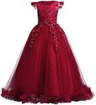 Girls Lace Bridesmaid Dress Long A 