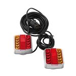 ETUKER Magnetic LED Trailer Tail Light Kit, 12V Trailer Tail Light Indicator Light With License Plate Lamp, With Magnet Tail Light 7.5m Cable and 7 Pin Plug, For Caravan/Truck/RV/Trailer (10 LED Bulb)