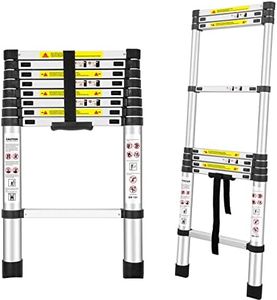 Telescoping Ladders, (8.5Ft/2.6M) EN131 Standards Aluminum Extension Ladder, Extension for RV, Attics, Families, Outdoor Work, with a Maximum Bearing Capacity of 330lbs