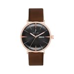 Sylvi Elegadoom Wrist Watch for Men | Leather Strap Analog Watch for Men | Water Resistant | Classic Watch with 3D Doom Glass Display | Wrist Watches with Day & Date (BR Brown)