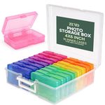 Zuvo Photo Storage Box – 16 Coloured Cases & Removable Dividers for 6x4 Photos, Craft, Jewellery & Stationery | Portable Plastic Organiser, Holds 1,600 Photos