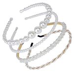 Shining Diva Fashion 4 Pcs Headbands Stylish Pearl Hairbands Hair Accessories Hair Bands for Women Girls (14967hb)