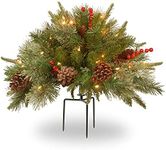 National Tree Company Company Pre-lit Artificial Christmas Tree Feel Real Urn Filler | Flocked with Mixed Decorations Strung LED Lights with Stand | Colonial-18 Inch, 18", Warm White