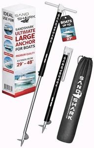 SandShark Anchor Ultimate Large - Premium Screw in Boat Anchor, Pontoon Boat Anchor, Stainless Steel Shallow Water Anchor Pole, Sand Anchor 29"-48" w/Case - Essential Pontoon Boat Accessories