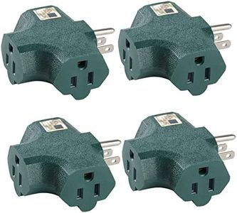 Aniai 3 Outlet Adapter [UL Listed] 3 Way Outlet Splitter - 3 T-Shaped Adapter Outdoor Power Splitter Grounded Wall Tap Adapter Heavy Duty (4, green)