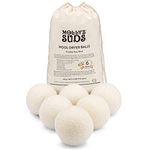 Molly's Suds Wool Dryer Balls, Set of 6, White. Natural Fabric Softener, Reusable, Unscented, Reduce Drying Time and Hypoallergenic