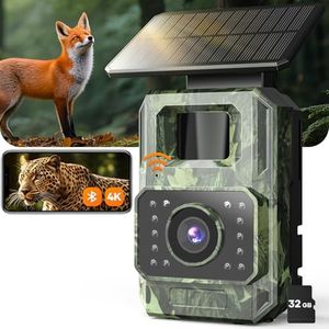 Assark Trail Camera 64MP 4K with Fixed Solar Panel, 6000mAh Game Camera with Night Vision Motion Activated Waterproof IP66 for Wildlife Deer Critter, Outdoor WiFi Trail Cam, 32GB SD Card Included