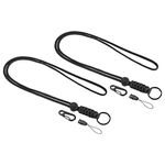 PATIKIL Paracord Lanyard 20 Inch, 2 Pack Necklace Keychain Cord Metal Clasp Hook Ring Strap for Keys Whistle ID Card Badge Holder, Black