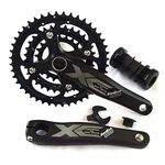 shanmashi Crankset Black Mountain MTB Bike Crankset Hollow Integrated Chainring Crank Set Bicycle Chainring Sprocket Round Bolts for Road Cycling Crank