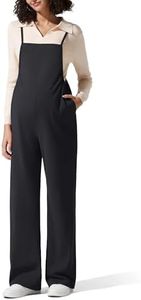 G4Free Maternity Overalls Loose Sleeveless Jumpsuits Adjustable Spaghetti Strap Wide Leg Pregnancy Baggy Pants with Pockets Casual(Black,L,29.5")