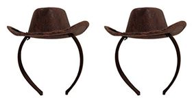 Beistle 53336, 2 Piece Cowboy Hat Headbands, One Size Fits Most (Brown)