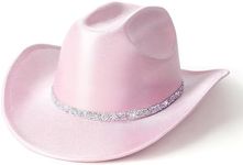 Lisianthus Glitter Cowboy Hat for Women and Men Party Disco Cowgirl Hat Pink