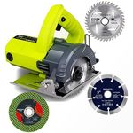 MLD 5 inch height adjustable tiles cutter machine 1200W marble cutting machine With 3 Pieces Wheels/Discs for Cutting Wood/Metal/Brick/Marble (Size -125mm, Plastic, multicolor)