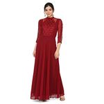 Eavan Women Maroon Embroidered Maxi Dress EA4113