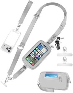 SHANSHUI Clip and Go Strap for Phone with Wallet Crossbody Lanyard, Detachable Wristlet Strap with Zipper ID Window Credit Card Pocket, 2 Pcs Tether Tabs Compatibe for iPhone & Most Smartphones Gray