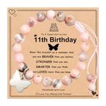 Sweet Birthday Gifts for Girls, Natural Stone Butterfly Bracelet for Daughter Granddaughter Friend Sister Niece Teens Girls with Gift Card and Box (11th)