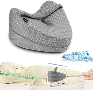 LITSPOT Almohada de Enfriamiento para Pierna y Rodilla Cojín Ergonómico Dormir de Lado Dormir de Lado con Espuma Viscoelástica, Almohada para Dormir Posicionadora con Banda Elástica Fija, Gris
