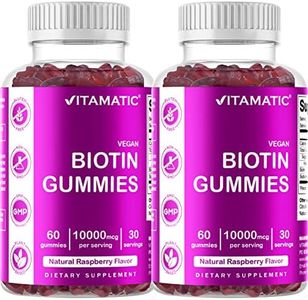 Vitamatic 2 Pack - Biotin Gummies 10,000 mcg for Stronger Hair, Skin & Nails - 60 Vegan Gummies - Vitamin B7 (Total 120 Count)