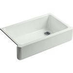 KOHLER K-6489-FF Whitehaven Self-Trimming Apron Front Single Basin Sink with Tall Apron, Sea Salt