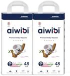 AIWIBI Nappies Size 5 (12-17kg), 96 Count, Series Light Feather Premium Nappy, Ultra-Soft and Absorption, Hypoallergenic and Leak-Proof