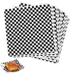 Wrap Paper Checkered, 100 Sheets Grade Wrap Paper, Dry Waxed Deli Paper, Sheets Checkered Sandwich Paper, Food Basket Liners for Bread Hamburger French Fries(10x11 Inch Black)