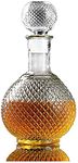 Whiskey Decanter 33.81oz- [ 1000ml ] for Wine, Bourbon, Brandy, Liquor, Juice, Water, Mouthwash, Airtight Stopper Lead Free Glass Round Ball Shape