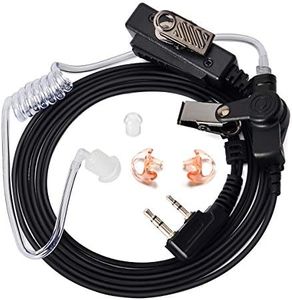 HYS Surveillance Acoustic Tube 2 Way Radio Earpiece Ear-Clip Two Way 2 Pin Headset with Medium Earmold for Kenwood Baofeng WOUXUN Walkie Talkie