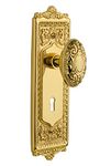 Nostalgic Warehouse Egg & Dart Plate with Keyhole Victorian Knob, Single Dummy, Polished Brass