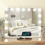 eklipt Hollywood Vanity Mirror with Lights, 58×45m Large Lighted Makeup Mirror with 15 Dimmable LED Bulbs, Touchscreen Control, USB Output Port Tabletop or Wall Mounted, Round Corner